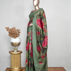 Printed Tussar Silk Saree SAN4055