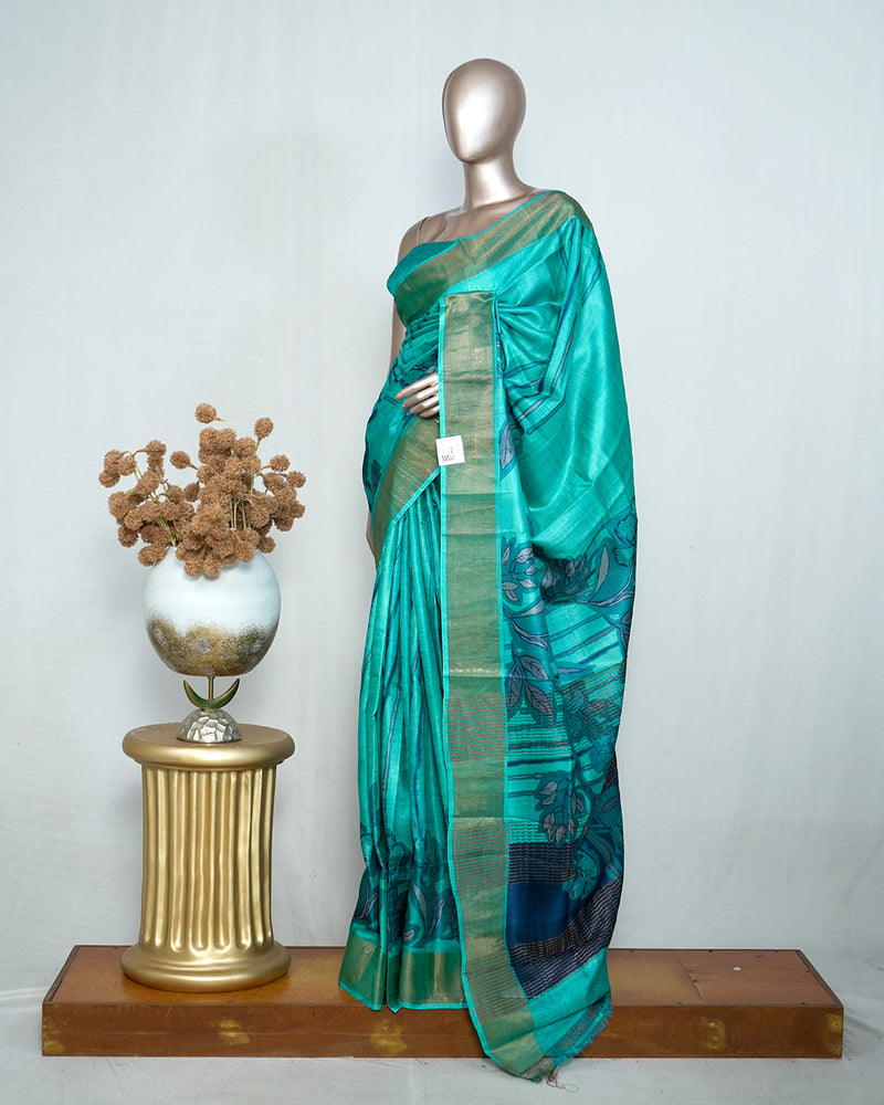 Floral Printed Tussar Silk Saree SAN4214