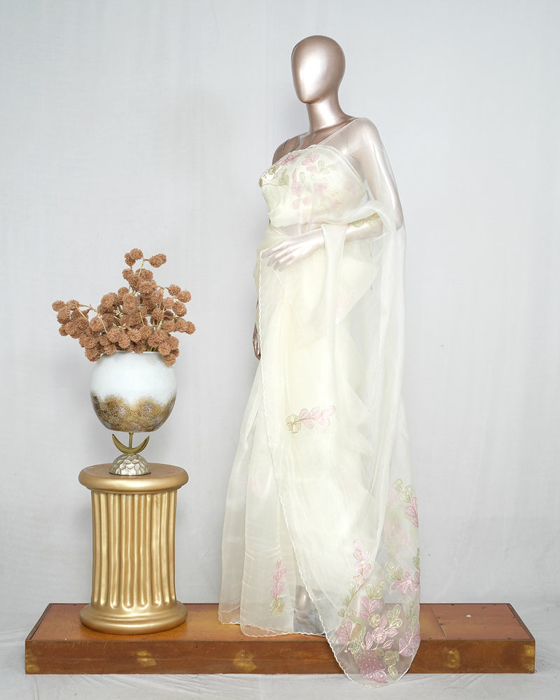 Crystal Organza Handworked Saree  SAN4805