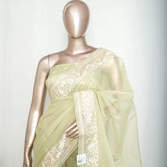 Pastel Pistachio Organza Saree A  SAN5312