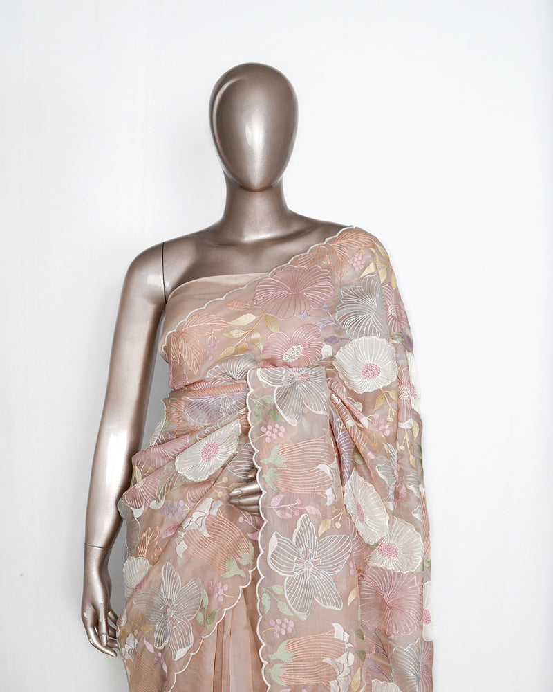 Pure Organza Embroidered & Appliqué Saree   SAN4938