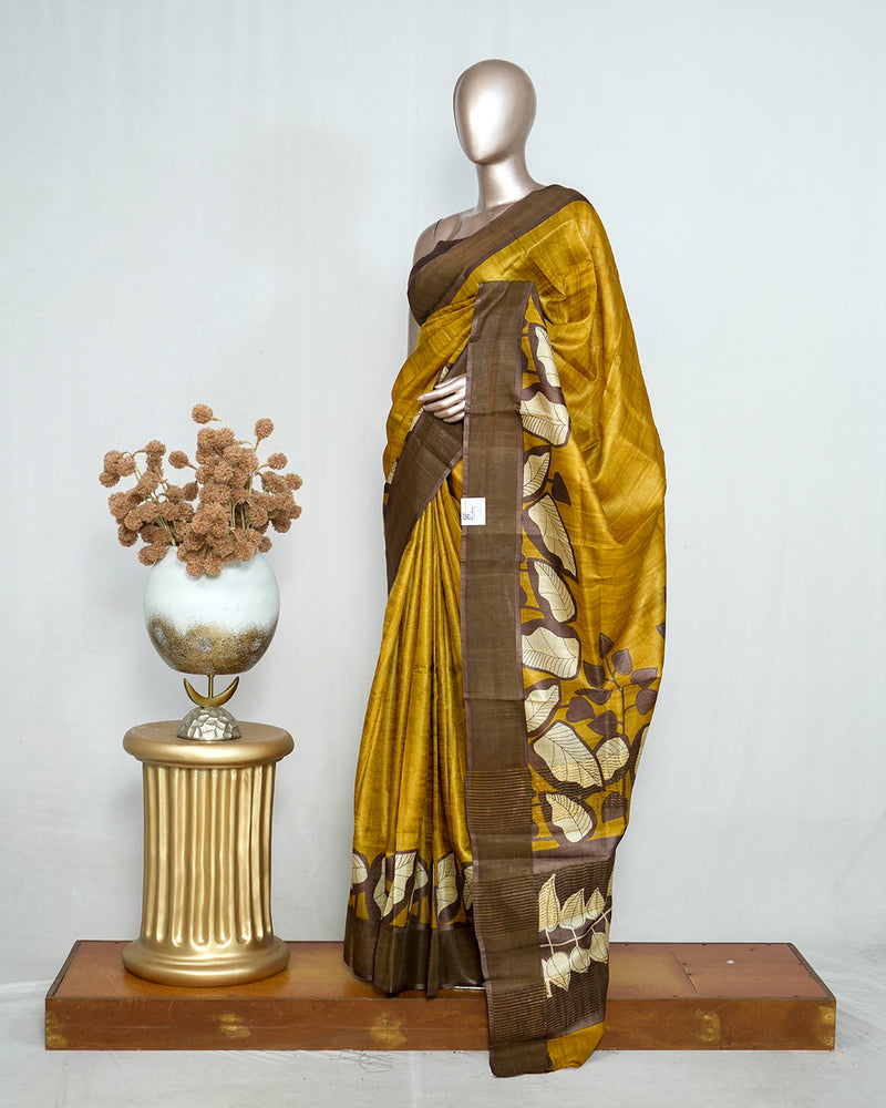 Floral Printed Tussar Silk Saree SAN4177