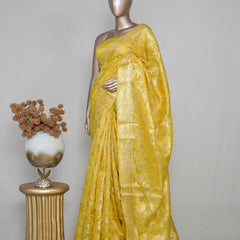 ⁠Linen Silk Saree with Banarasi Weaving  SAN4061