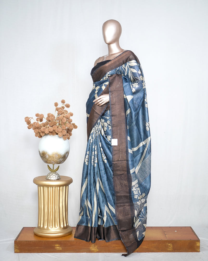 Printed Tusser Silk Saree SAN4180