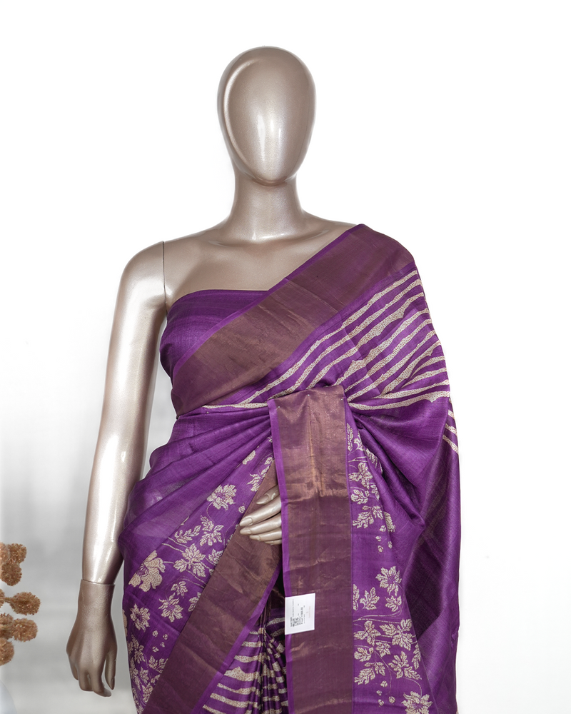 Printed Tussar Silk Saree SAN4207