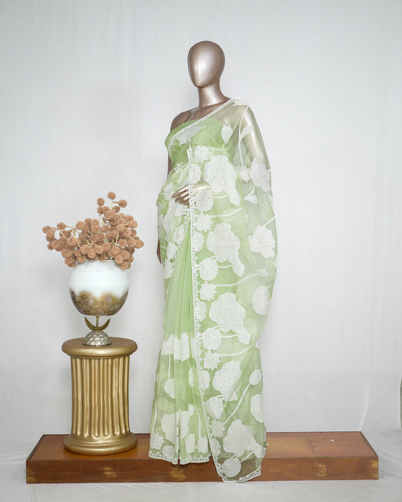 Organza Saree with Appliqué Work  SAN5026