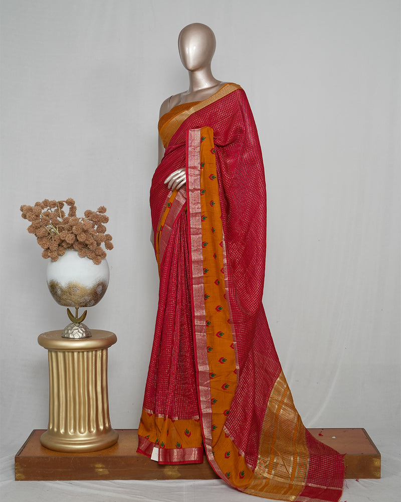 Mysore Semi Silk Saree with Kalamkari  SAN4977