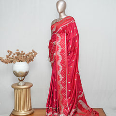 Rani Pink Pure Satin Banarasi Saree  SAN5289