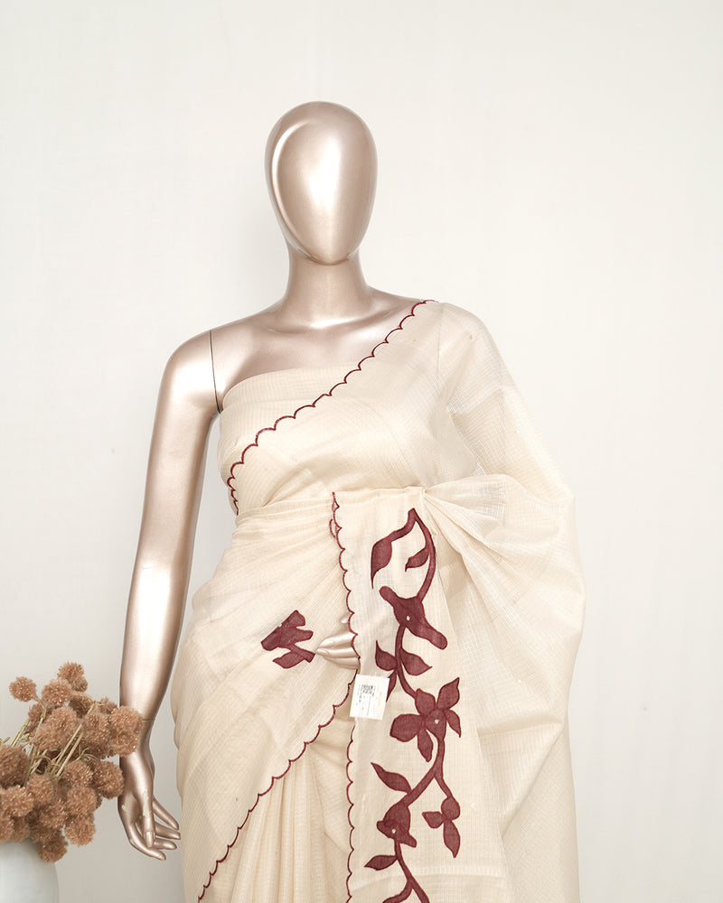 Tissue Kota Appliqué Embroidery Saree SAN5168