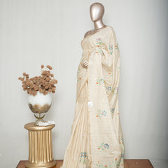 Ivory Floral Hand-Painted Kota Saree E SAN5318