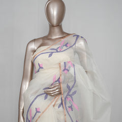 Pure Kora Silk Organza Saree with Jamdani Weaving SAN4929