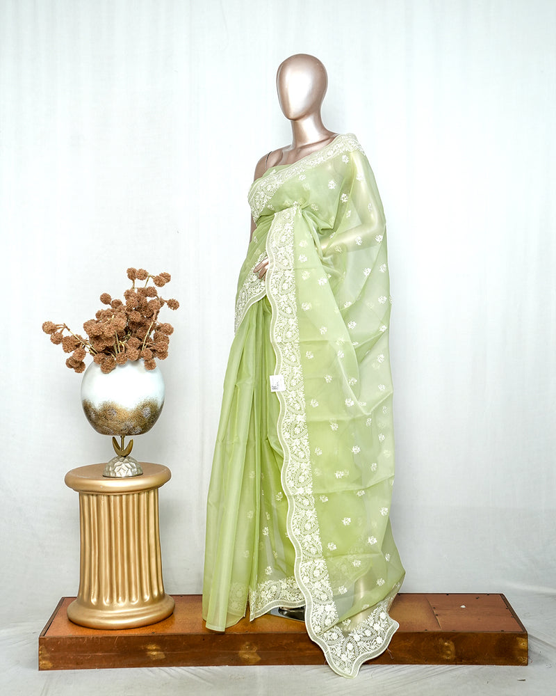 Pastel green Organza Saree L SAN5312