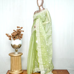 Pastel green Organza Saree L SAN5312