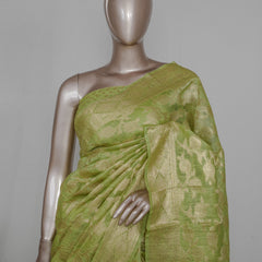 Linen Silk Saree with Banarasi Weaving  SAN4058
