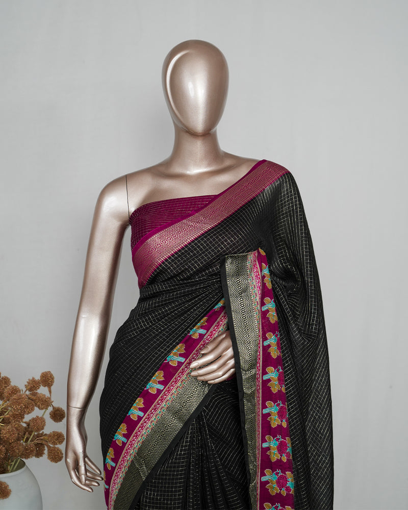 Mysore Semi Silk Saree with Kalamkari SAN5043