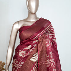 Floral Printed Tussar Silk Saree SAN4206