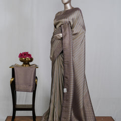 Banarasi Brocade Silk Saree with Striped Weaving  SAN4603