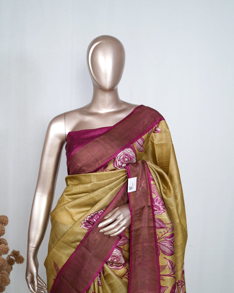 Printed Tusser Silk Saree  SAN4226