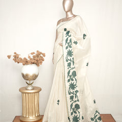 Tissue Kota Applique Embroidery Saree SAN5167