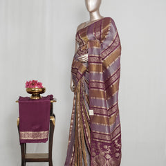 Royal Plum & Antique Gold Woven banarasi semi silk Saree  SAN4666