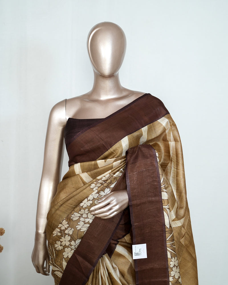 Floral Printed Tussar Silk Saree  SAN4182