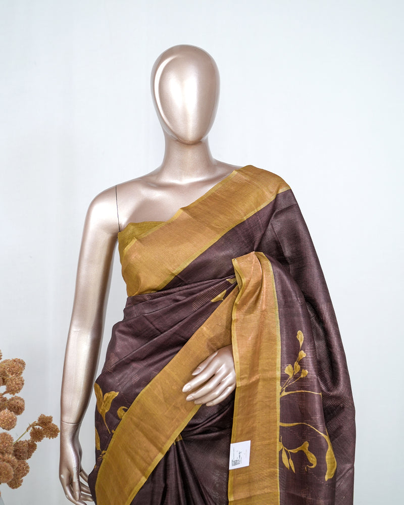 Printed Tusser Silk Saree SAN4186
