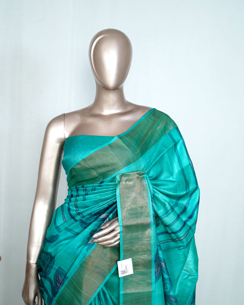 Floral Printed Tussar Silk Saree SAN4214