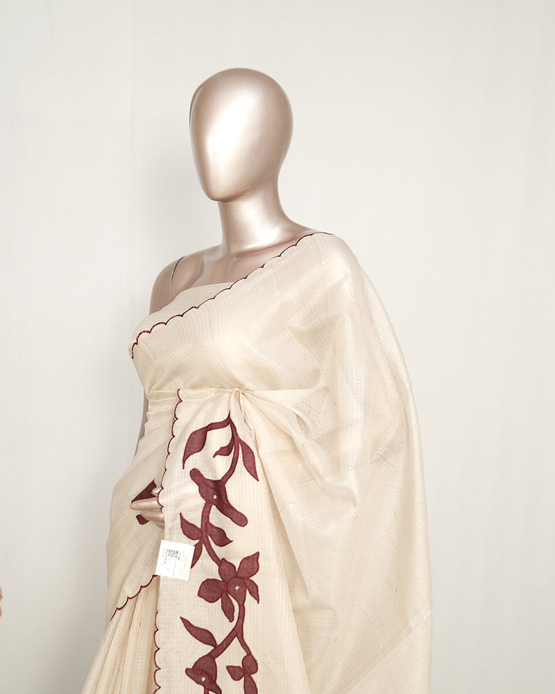 Tissue Kota Appliqué Embroidery Saree SAN5168