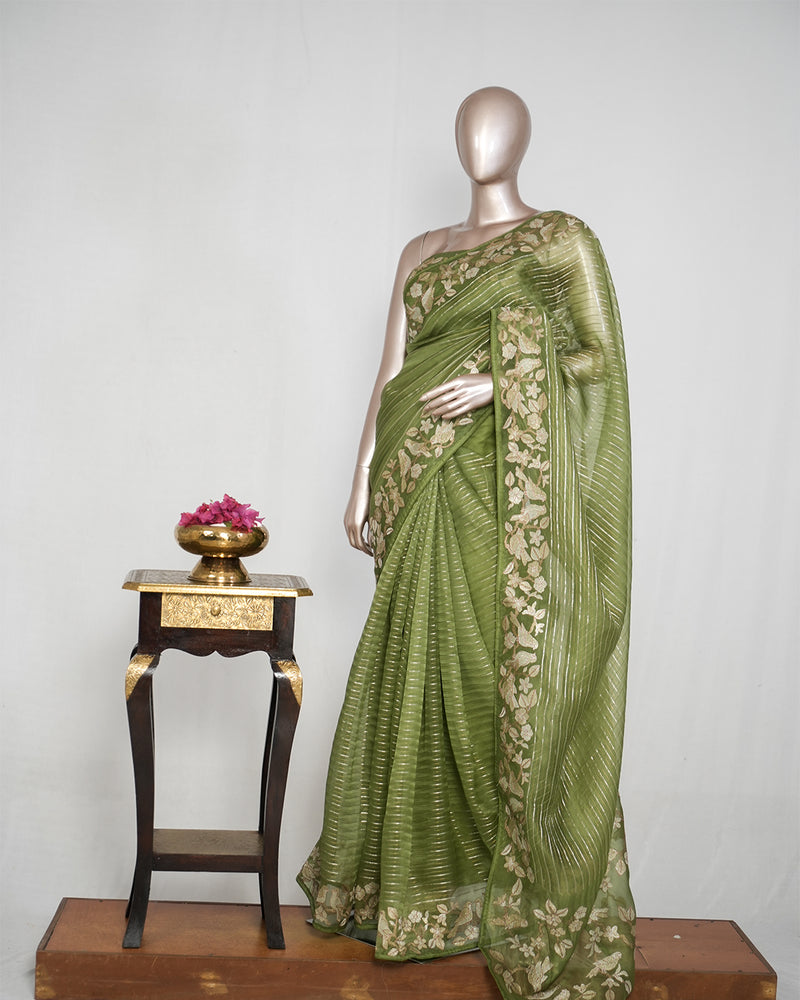 Pure Organza Embroidery Saree SAN4935