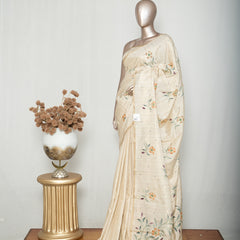 Ivory Floral Matka Silk Saree C SAN5318
