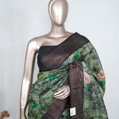 Printed Tusser Silk Saree  SAN4191