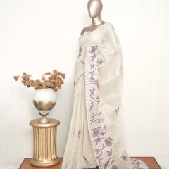 Tissue Kota Applique Embroidery Saree  SAN5177