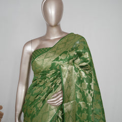 ⁠Linen Silk Saree with Banarasi Weaving  SAN4059