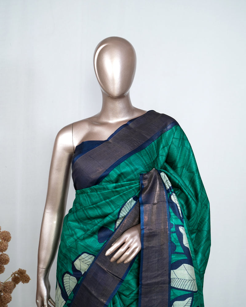 Printed Tusser Silk Saree SAN4179