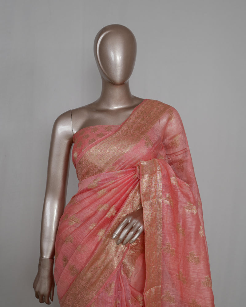 Linen Silk Saree with Banarasi Weaving SAN4056