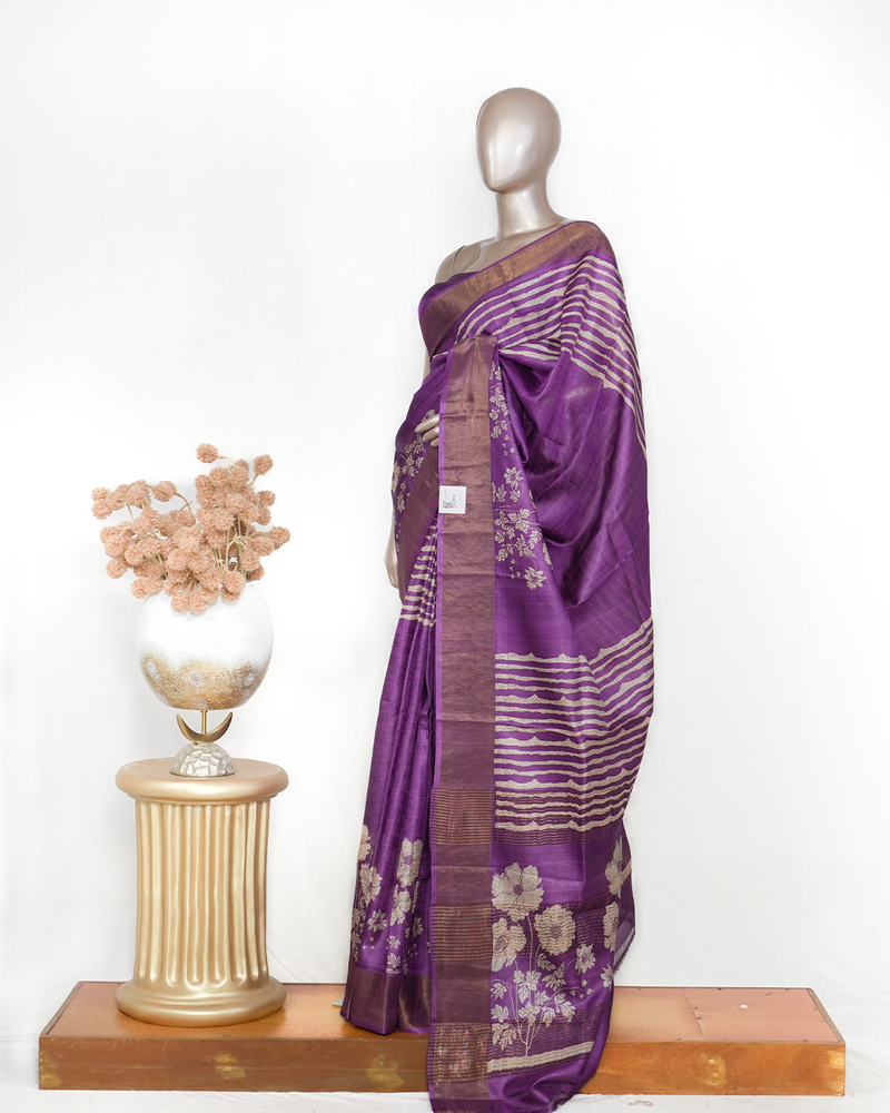 Printed Tussar Silk Saree SAN4207
