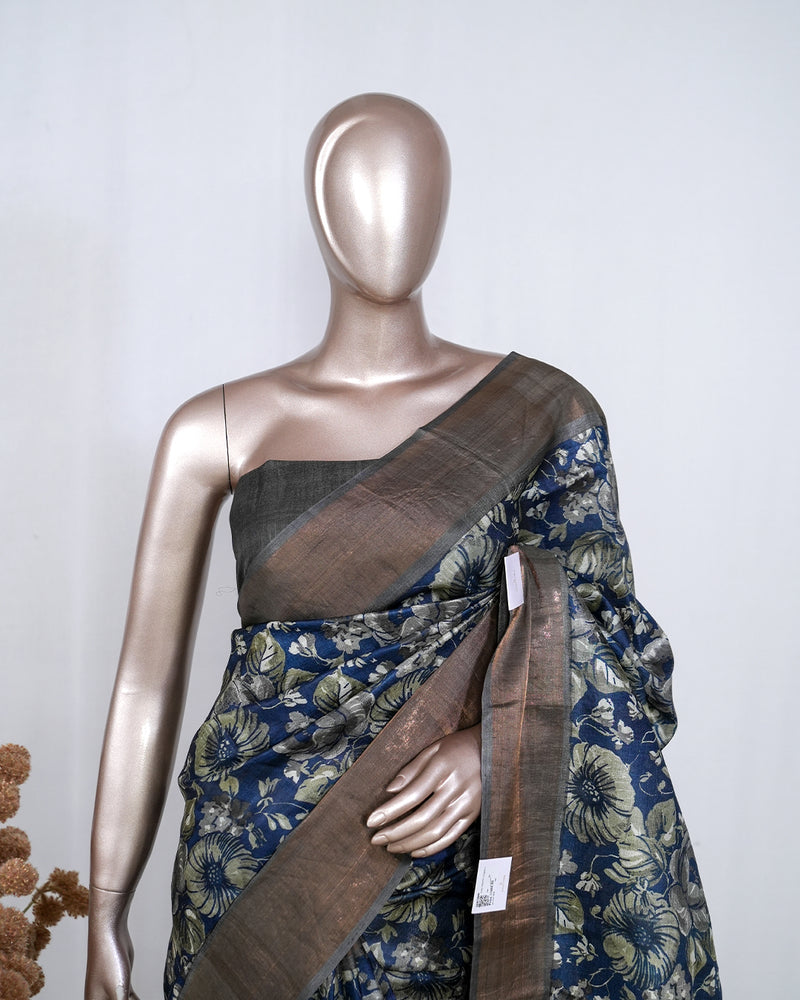 Printed Tusser Silk Saree SAN4217