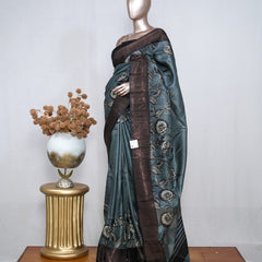 Printed Tusser Silk Saree  SAN4231