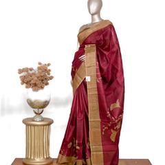 Printed Tussar Silk Saree  SAN4169