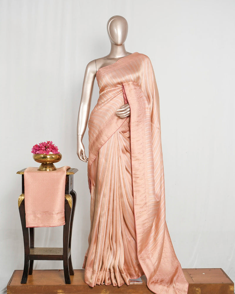 Banarasi Brocade Silk Saree with Striped Weaving   SAN4613