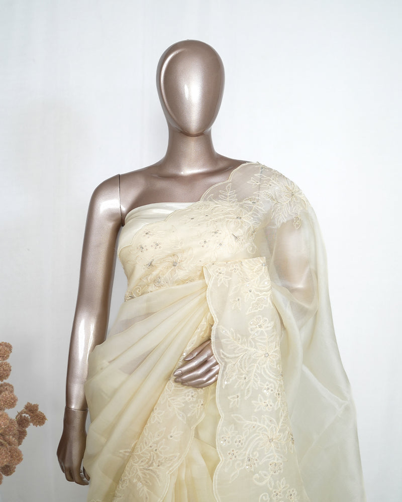 Pure Crystal Organza Handworked Saree  SAN4937
