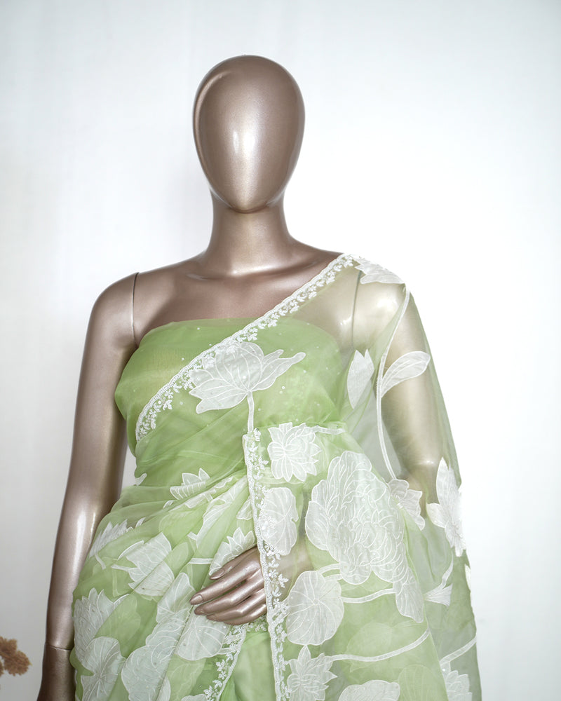 Organza Saree with Appliqué Work  SAN5026