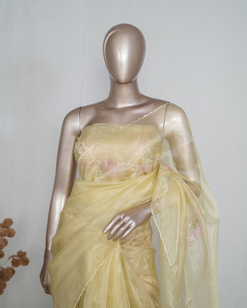 Crystal Organza Handworked Saree  SAN4814