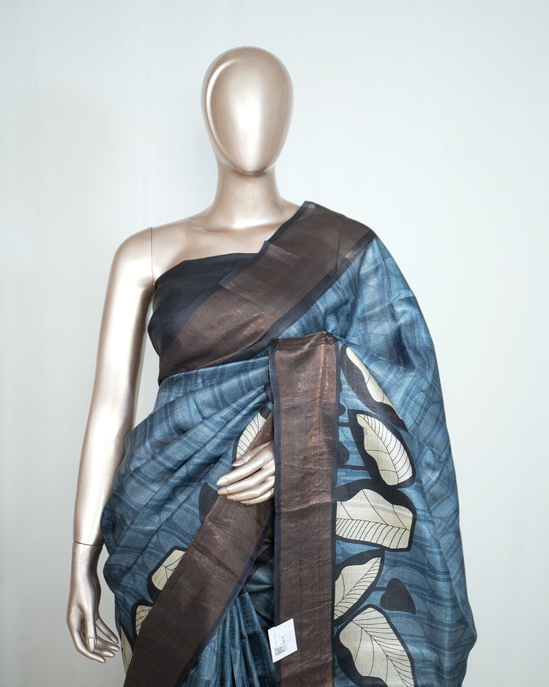 Floral Printed Tussar Silk Saree SAN4178