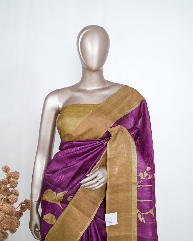 Printed Tusser Silk Saree  SAN4199