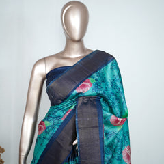 Tussar Silk Printed Saree with Bavunchi Border SAN4192