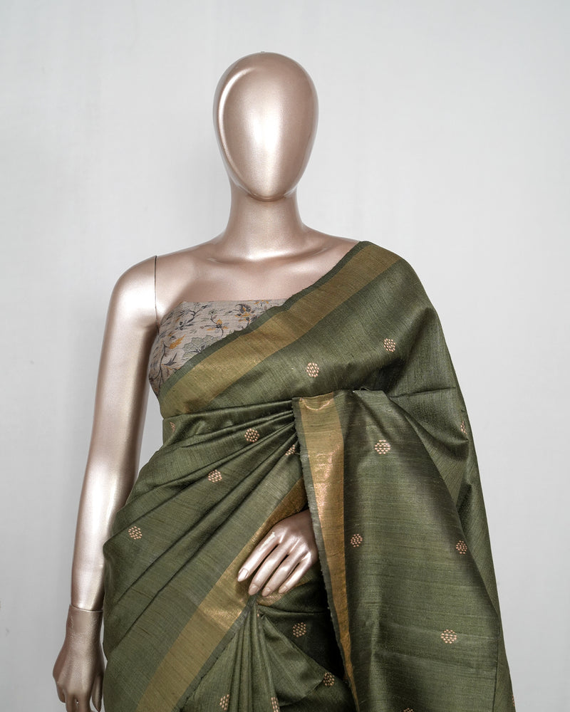 Tussar Silk Saree with Kalamkari Pallu SAN4051