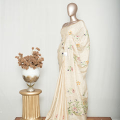 Ivory Floral Hand-Painted Kota Saree A SAN5318