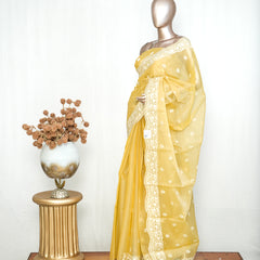 Pastel yellow Organza Saree  P  SAN5312