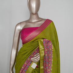 Mysore Silk Saree with Zari Border and Kalamkar SAN5086